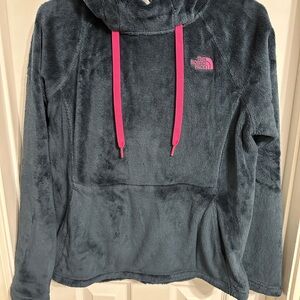 The North Face Navy Hoodie with Pink Accents
